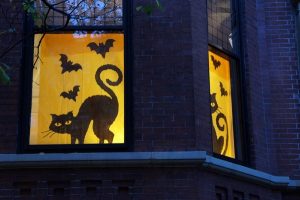 halloween window silhouettes cat